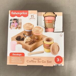 Fisher-Price Wooden Coffee Set - Pink, Brown, Yellow